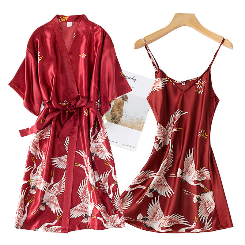 Robe Silk Women - Ensemble Kimono en fausse soie pour